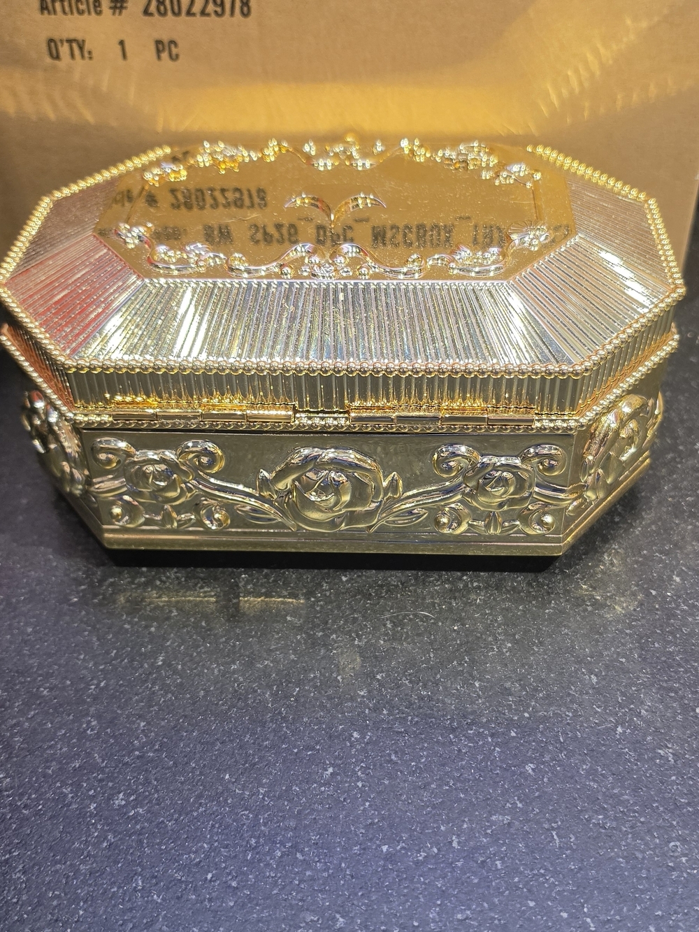 Bath & Body Works Gold Ornate Octagonal Jewelry Box